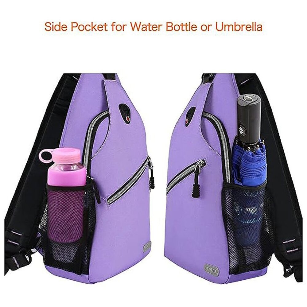 Sling Backpack, Multipurpose Crossbody Shoulder Bag Travel Hiking Light Purple - Picture 6 of 6